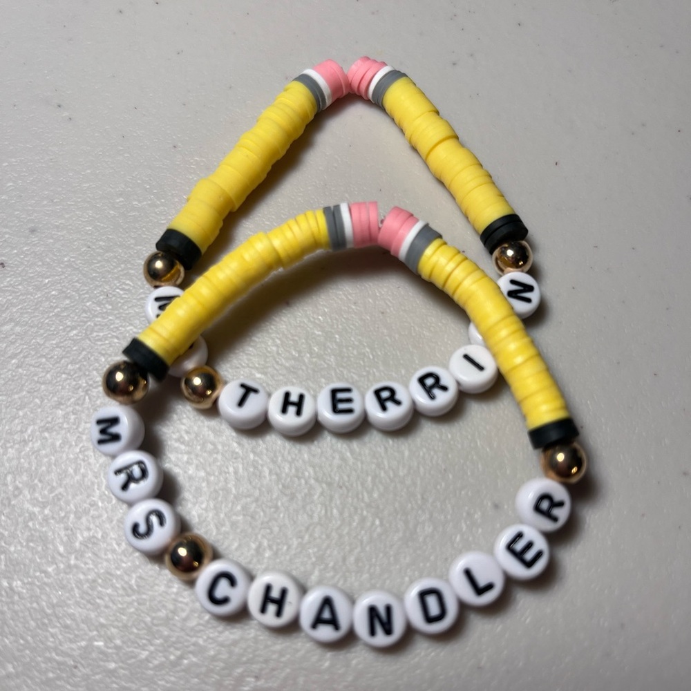 Handmade personalized pencil teacher bracelets